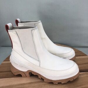 Sorel Brex Boot Chelsea Waterproof White Gum Leather Boots NL4303-120 Womens 8
